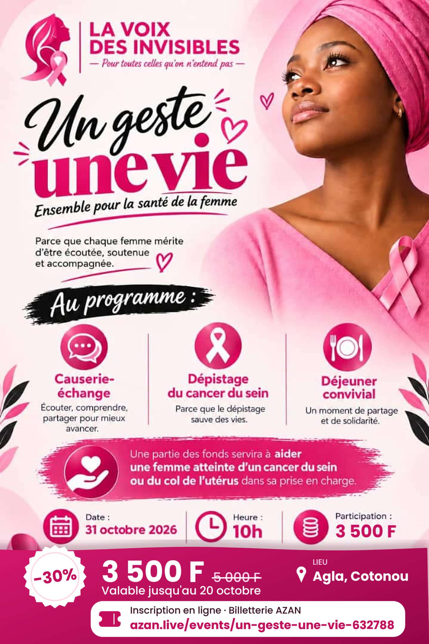 Octobre Rose 🩷 : Dépistage + Déjeuner + causerie | 31 octobre 2026